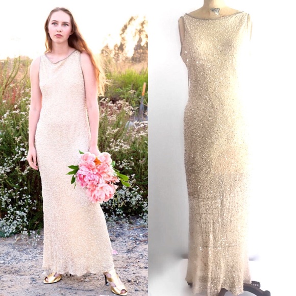 SOLD Stunning Embellished Silk Dress, wedding prom - Picture 2 of 5